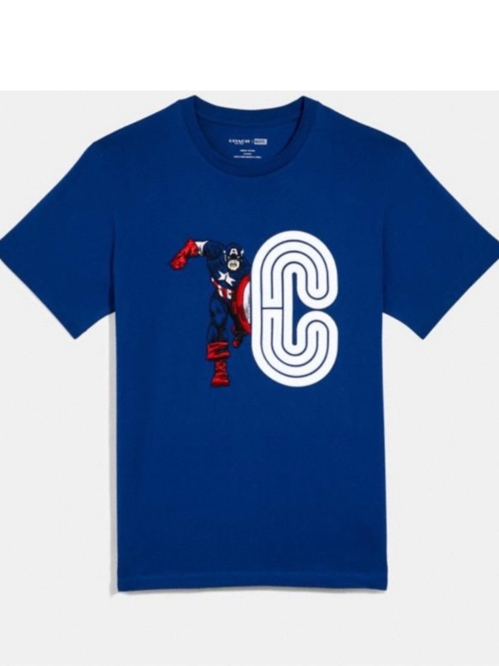 Coach X Marvel Captain America Retro C Tee Shirt Blue Size S